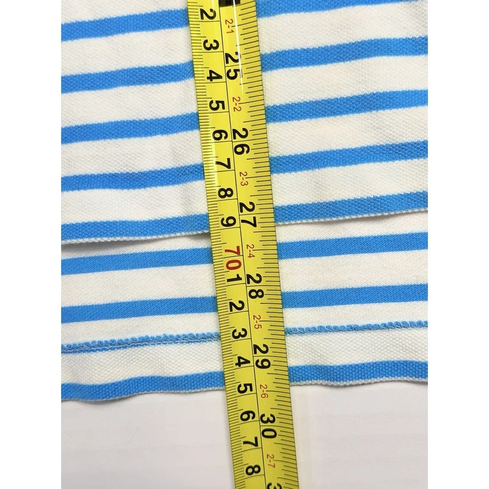 Vintage Polo Ralph Lauren Men's L Blue White‎ Striped Pony Polo Shirt Cotton